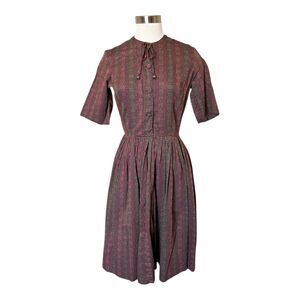 Dixie Deb VTG Day Dress MCM Urban Western Southwest Sz? Metal Accents